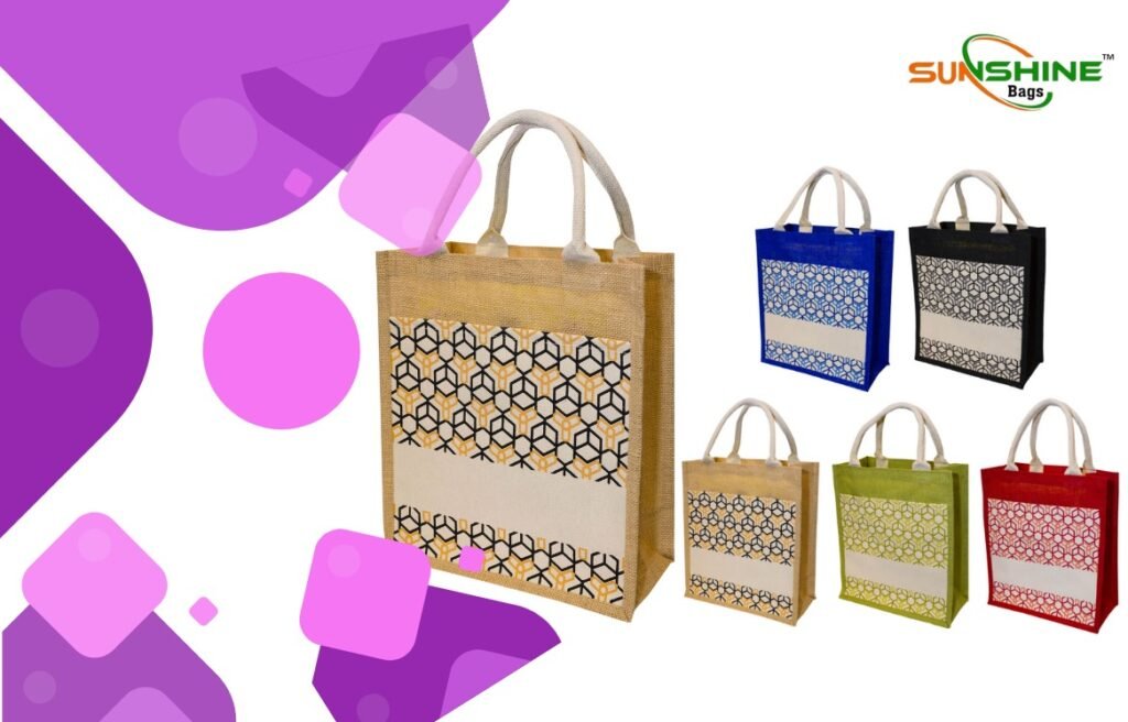 multi color printed jute bag
